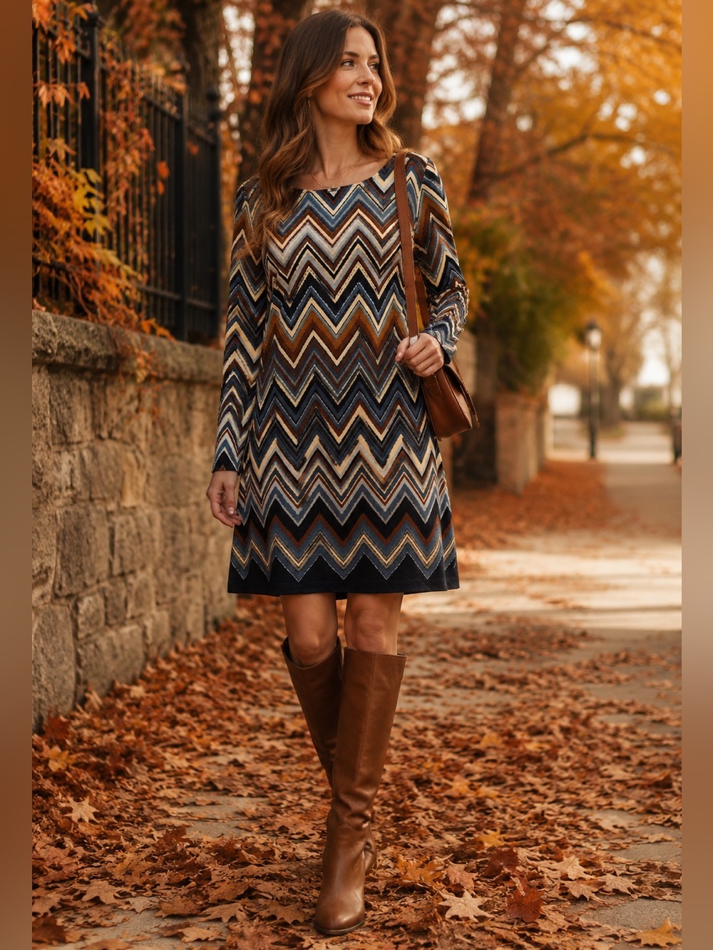 NWT Jessica Howard Chevron Knit Shift Dress Long Sleeve Multi Color Size 12